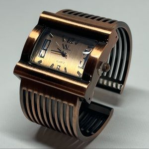 Women’s Geneva Quartz Japan MOVT Hinge Cuff Watch Stainless Steel Back